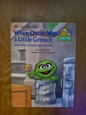 Vintage 1989 Sesame Street Oscar the Grouch Big Golden Book Hardcover